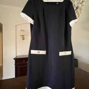 Tommy Hilfiger Elegant Navy and White Dress